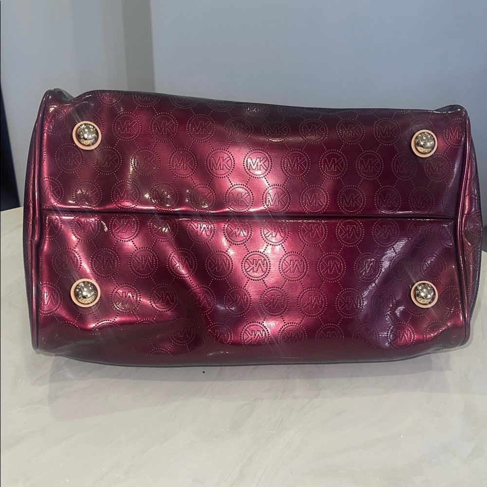 “Michael Kors” ✨ Women’s Hand Bag Purple/Burgundy Patent Leather Grayson Satchel - Picture 8 of 16